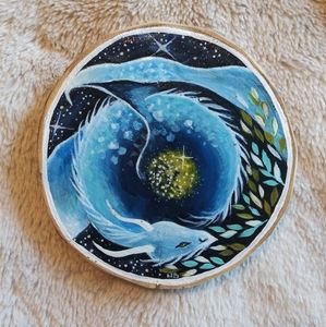 Original Acrylic Dragon Painting on Wood Slice